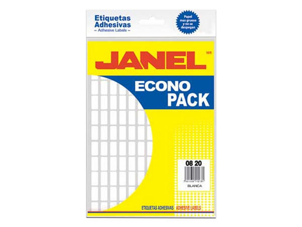 Etiqueta Adhesiva JANEL ECONOPACK, 20x105mm, 168 etiquetas, Color de etiqueta Blanco.