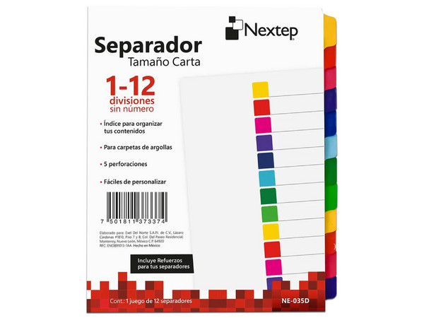 Separador Nextep económico con 12 divisiones sin numerar.