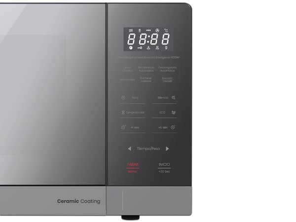 Horno de Microondas Hisense HMMS2509SP de 0.9 Pies, 11 Programas de Cocina. Color Gris.