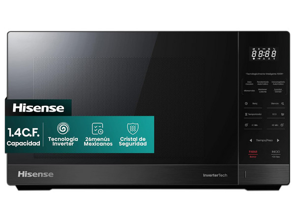 Microondas Hisense Inverter HMMS3411DSV de 39L, 1600W, 120V. Color Negro.