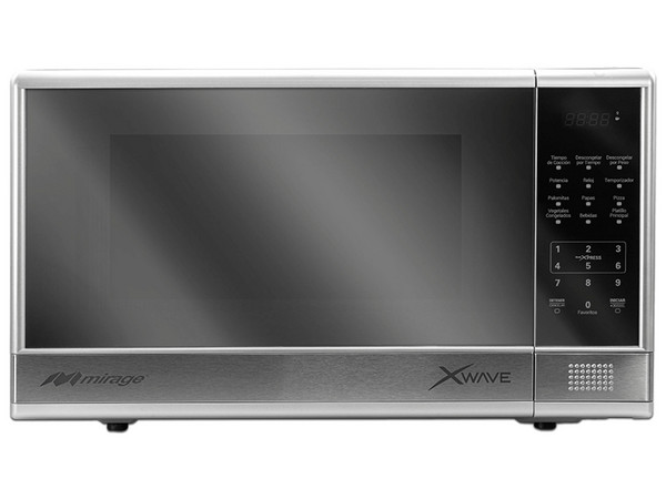 Horno de Microondas Mirage Xwave Capacidad de 31L, Membrana Táctil, Acabado de Espejo, Color Plata.