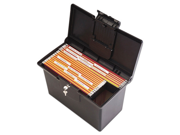 Archivador Portátil Azor Organifile, Formato Legal y A4, con Cerradura. Fabricado en Plástico. Color Negro.