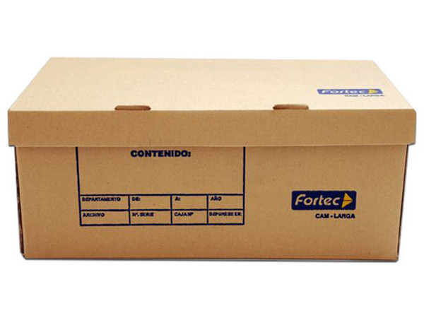 Caja de Archivo Fortec OFI Largo, Fabricada en Cartón. Dimensiones 615 x 360 x 255 mm. Color Café.