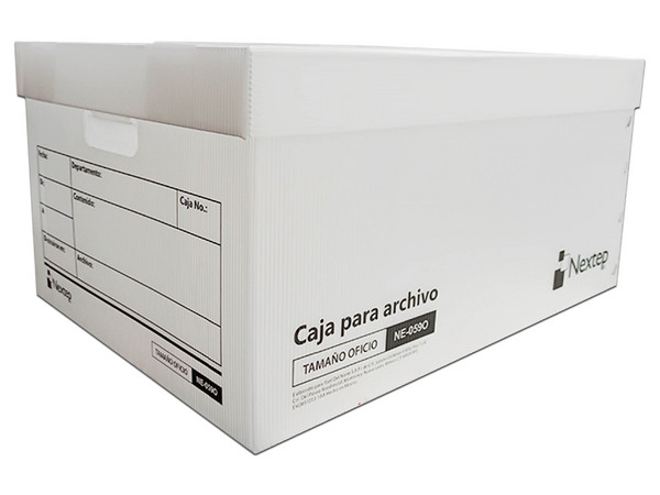 Caja archivo plástica económica Nextep, tamaño oficio. Paquete con 12 cajas.