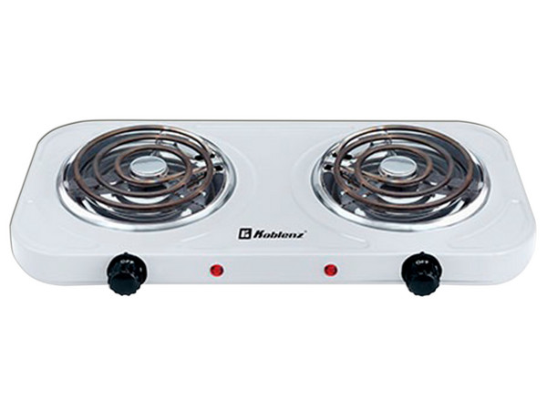 Parrilla Eléctrica Koblenz PEKM-2000 EG, 2 Quemadores, 2000W, 120V, Color Blanco.