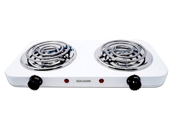 Parrilla Eléctrica MAYWARE, 2 Quemadores, 2000W.
