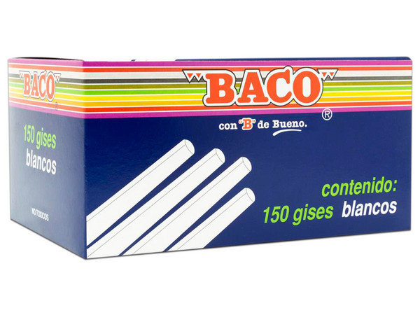 Paquete de Gises Baco, 150 piezas, Color Blanco.
