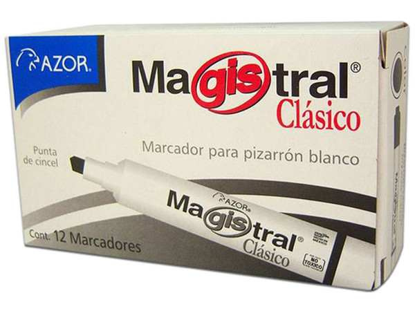 Marcador Magistral 83401 para Pizarrón, 12 Piezas. Color Negro.