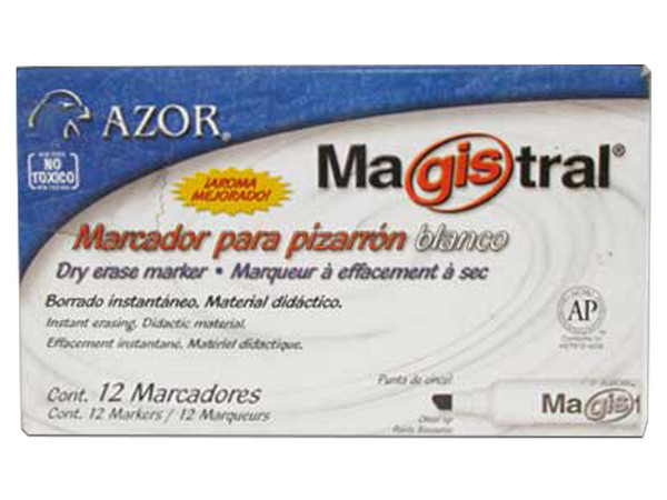 Marcador para pizarrón Azor Magistral 83404 de punta cincel 4mm, color violeta. Paquete con 12 piezas