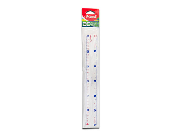 Regla de Plástico Maped, Hasta 30cm, Transparente.