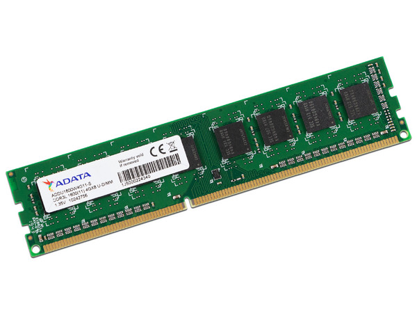 Memoria DIMM ADATA DDR3L, PC3L-12800 (1600MHz), 4 GB. Empaque Original Desgastado, Producto con Desgaste y Uso Visible.