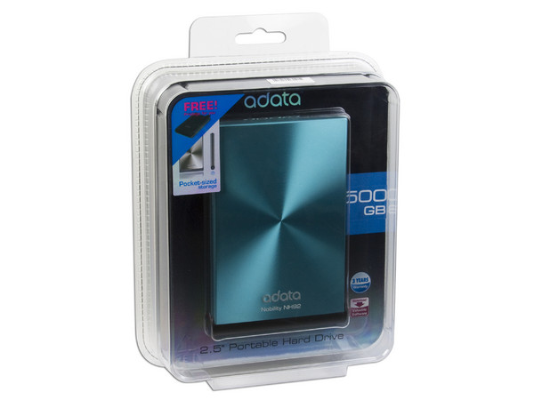 Disco Duro Portátil ADATA Nobility NH92 de 500 GB, USB 2.0. Color Azul  