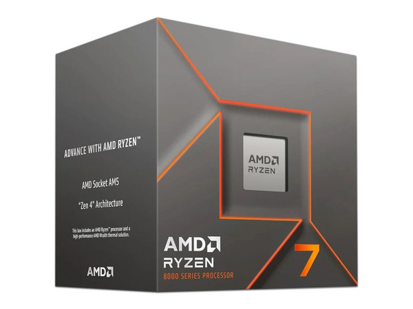 Procesador AMD Ryzen 7 8700F de Octava Generación, 
4.1 GHz (hasta 5.0 GHz), 
Sin Gráficos Integrados y sin Disipador, 
Socket AM5, 
Caché 16MB, Octa-Core, 65W. (Caja abierta)