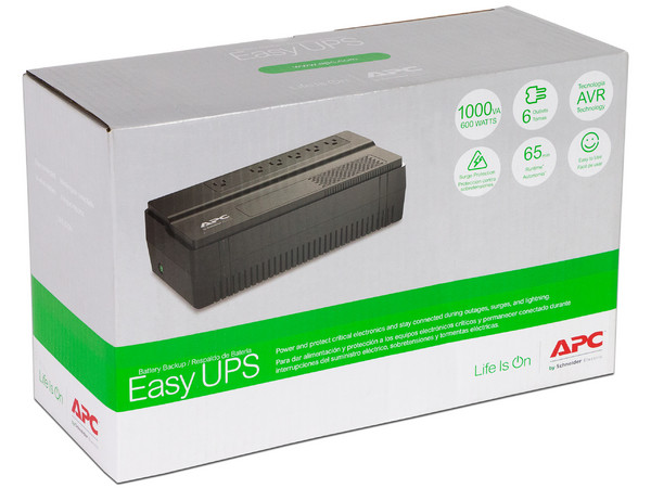 Unidad Easy UPS APC  BV1000 de 1000VA (600W) con 6 Contactos NEMA 5-15R, 120V. (Caja abierta)