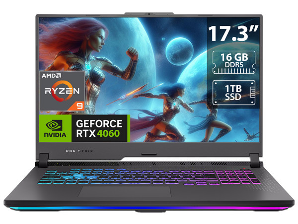Laptop Gamer ASUS ROG Strix G17 G713: 
Procesador AMD Ryzen 9 7845HX (hasta 5.2 GHz), 
Memoria de 16GB DDR5, 
SSD de 1TB, 
Pantalla de 17.3