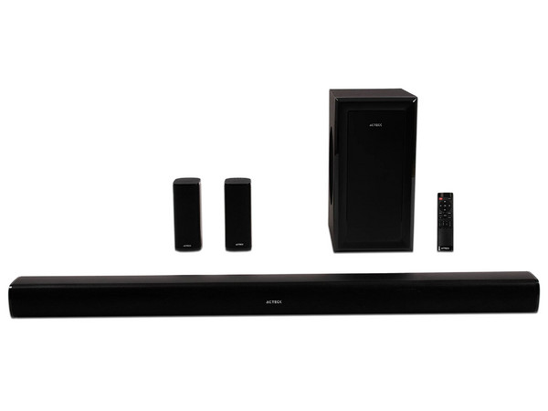 Sistema de Teatro en Casa Dynamic Stage BS700: Bluetooth 5.3 y HDMI ARC, Satélites traseros inalámbricos y Subwoofer, 5.1 Canales. Color Elite Negro. (Caja abierta)
