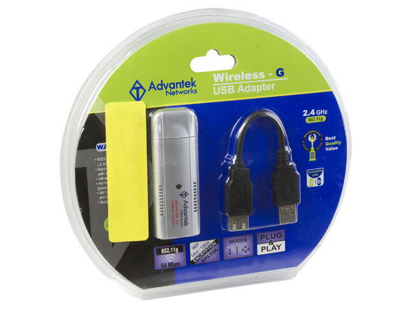 Adaptador USB Advantek Wireless-G IEEE 802.11g/b 2.4GHz, 54Mbps   