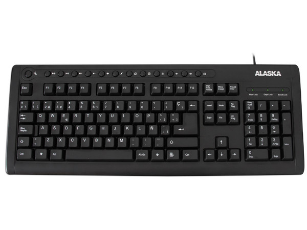 Teclado Alaska Multimedia, USB. Color Negro