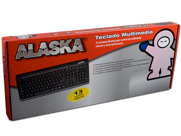 Teclado Alaska Multimedia, USB. Color Negro