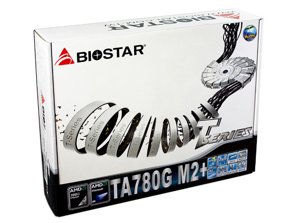 T. Madre Biostar TA780G M2+, ChipSet AMD 780G,
Soporta: Phenom, Athlon 64 X2, Socket AM2+,
Integrado: Video ATI Radeon HD3200, Audio HD, Red, 
Memoria: 4x DDR2 1066Mhz, Max. 16GB,
Diseño mATX, Ptos: 1xPCIE X16, 1xPCI-E X1, 2xPCI
