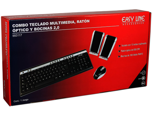Combo Easy Line de Teclado, Mouse y Bocinas, PS/2