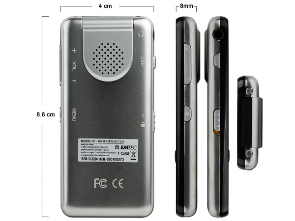 Reproductor EMTEC de MP4, Radio FM y Grabador de Voz. 1GB. Color Negro