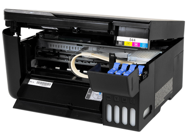 Multifuncional Epson EcoTank L3210, Impresora, Copiadora y Escáner, Sistema de Tanques de Tinta, USB. Caja Abierta, producto con desgaste y uso visible.