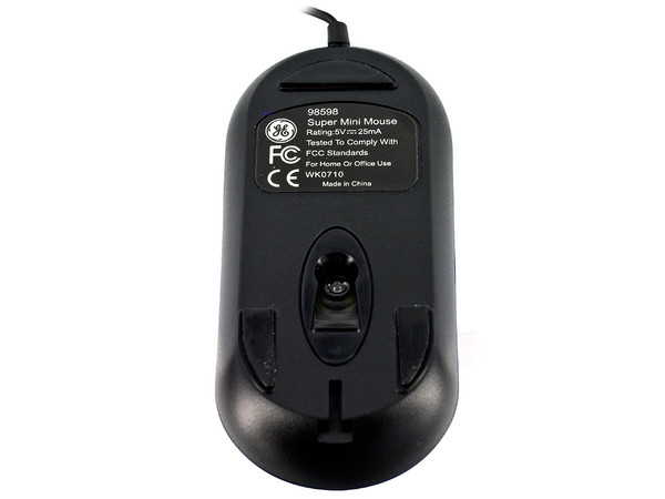 Ultra Mini Mouse General Electric Óptico,  cable retráctil USB. Color Azul