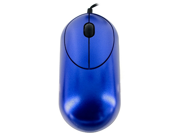 Ultra Mini Mouse General Electric Óptico,  cable retráctil USB. Color Azul