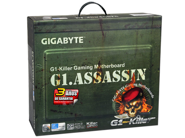 T. Madre Gigabyte G1.ASSASSIN, ChipSet Intel X58 Exp.,
Soporta: Core i7 Socket 1366,
Integrado: Audio HD, Red,
USB 3.0 y SATA 3.0,
Memoria: DDR3 2200/1333/1066MHz, 24GB Max,
XL-ATX, Ptos: 4xPCIEx16, 2xPCIEx1.