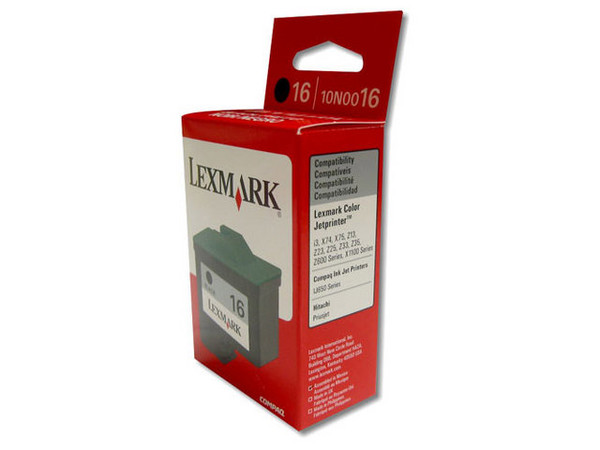 Cartucho de Tinta Lexmark 16 Negro, Modelo: 10N0016