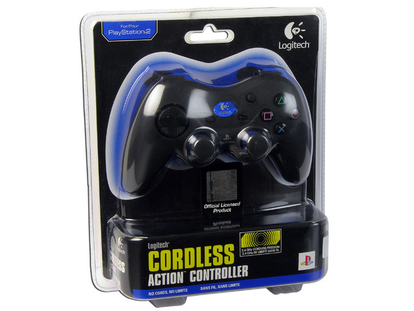 Game Pad  Inalámbrico logitech , 8 botones de acción, 2 Sticks análogos, 2 motores de vibración. para PlayStation 2
