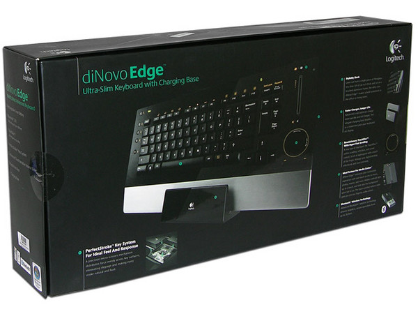 Teclado Logitech diNovo Edge Inalámbrico Bluetooth 2.0, Recargable y Ultraplano. (versión en inglés)