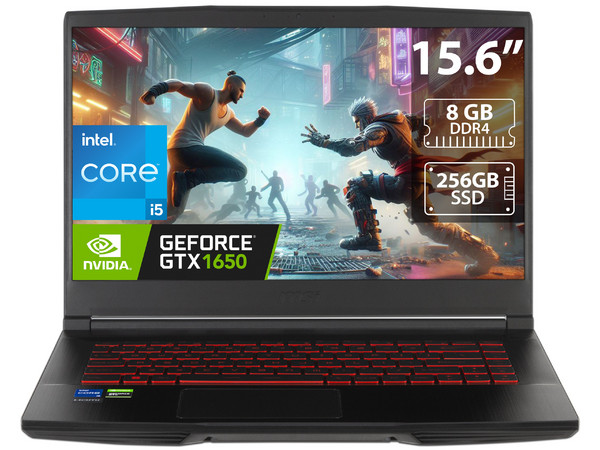 Laptop Gamer MSI GF63 Thin:
Procesador Intel Core i5 11400H (hasta 4.5 GHz),
Memoria de 8GB DDR4,
SSD de 256GB,
Pantalla de 15.6
