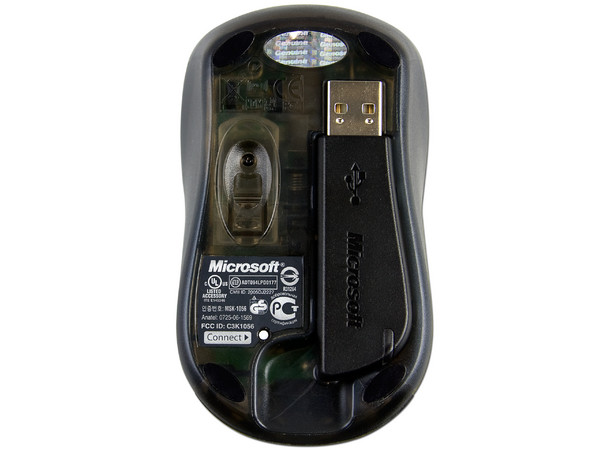 Mouse Microsoft 3000 Óptico Inalámbrico para Laptop, USB. Color Negro/Plateado