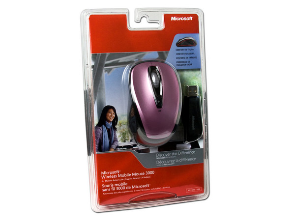 Mouse Microsoft 3000 Óptico Inalámbrico para Laptop, USB. Color Rosa