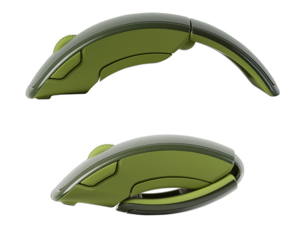 Mouse Microsoft Arc láser Inalámbrico USB, diseño cómodo y plegable. Color Verde