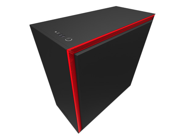 Gabinete Gamer NZXT H710i, Mid-Tower, ATX, Control RGB, (No incluye fuente de poder). Color Negro/ Rojo. Caja abierta.