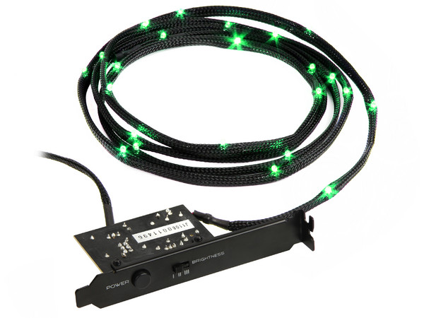 NZXT Sleeved Led Kit cable de 2m con 24 leds verdes con interruptor on/off y regulador de brillo