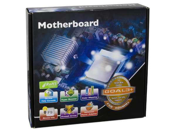 T. Madre GOAL3+, Chipset SiS 761GX,
Soporta: Athlon 64 (K8) / Sempron, Socket 754,
Memoria: DDR333 266/200MHz, 2GB Max,
Integrado: Audio, Red,
Diseño: Micro ATX, Ptos:1xPCEX16, 1xPCI, 1x CNR