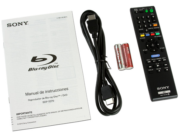 Reproductor Blu-ray Sony BDP-S370 Full HD 1080p, DVD Región 1 y 4, Dolby True-HD, DTS-HD