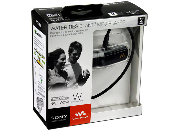 Reproductor de mp3 Sony WALKMAN NWZ-W252 de 2GB, en forma de audífonos, sin cables y resistente al agua.