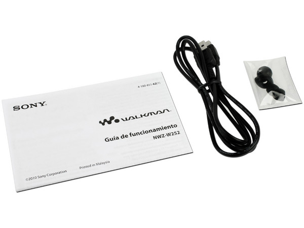 Reproductor de mp3 Sony WALKMAN NWZ-W252 de 2GB, en forma de audífonos, sin cables y resistente al agua.