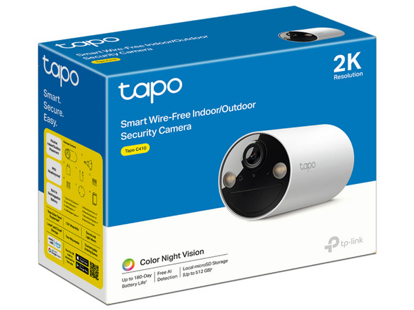 Cámara Tipo Bala TP-Link Tapo C410 de 3MP (2304 x 1296), Distancia Focal de 3,17 mm, IR hasta 9m, Color Blanco. (Caja abierta)