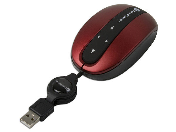 Mini Mouse TechZone I-touch Óptico, retráctil USB. Color Rojo