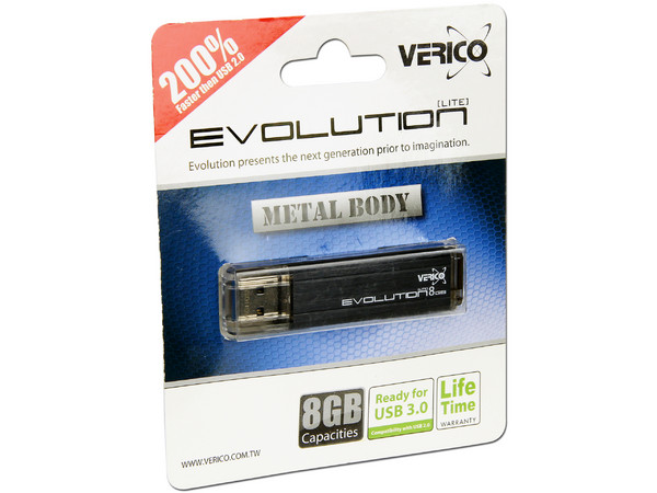 Unidad Flash USB 3.0 Verico Evolution lite de 8GB. Color Negro