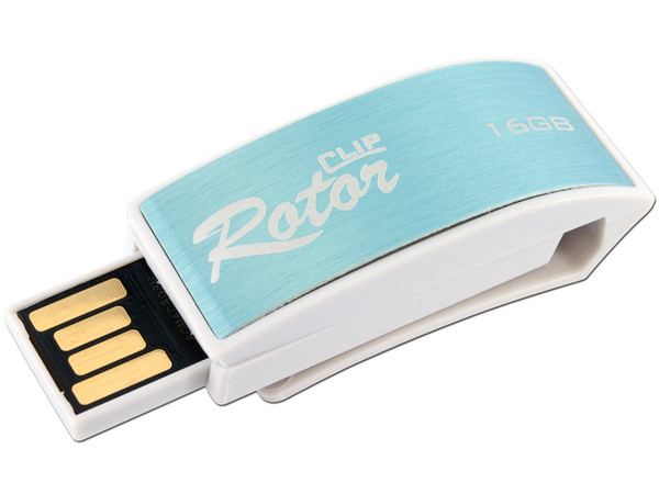Unidad Flash USB 2.0 Verico Clip Rotor de 16GB. Color Celeste