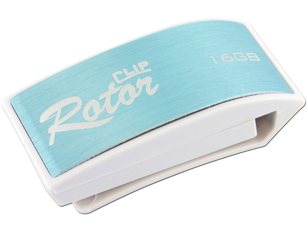 Unidad Flash USB 2.0 Verico Clip Rotor de 16GB. Color Celeste