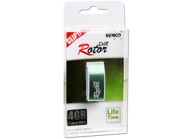 Unidad Flash USB 2.0 Verico Clip Rotor de 4GB. Color Verde