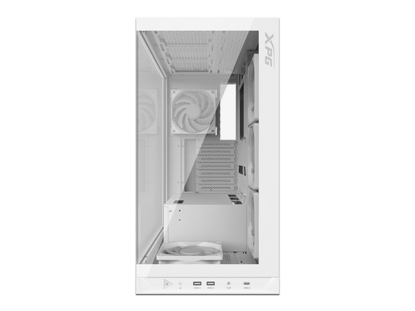 Gabinete Gamer XPG Invader X Mid-Tower, ATX (No incluye fuente de poder). Color Blanco. (Caja abierta, con golpe, funcional)